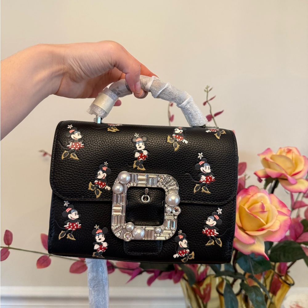 Kate Spade Disney Minnie Mouse Leather top handle satchel Crossbody ~NWT~ Black